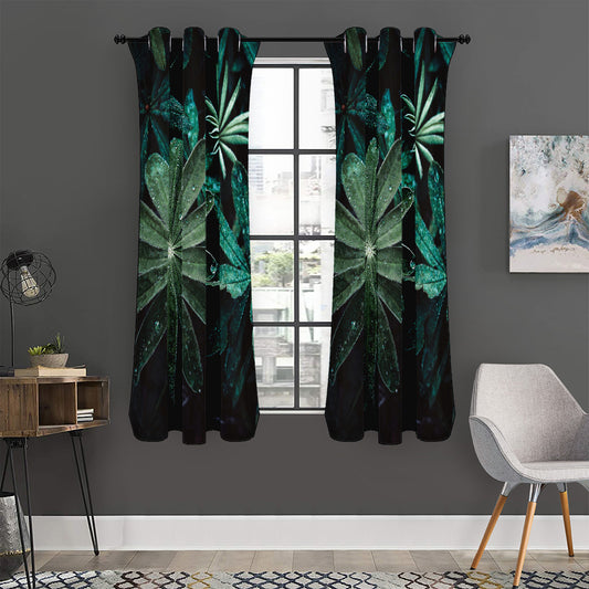 Fresh Tropical Leaf Print Curtain