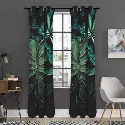 Fresh Tropical Leaf Print Curtain