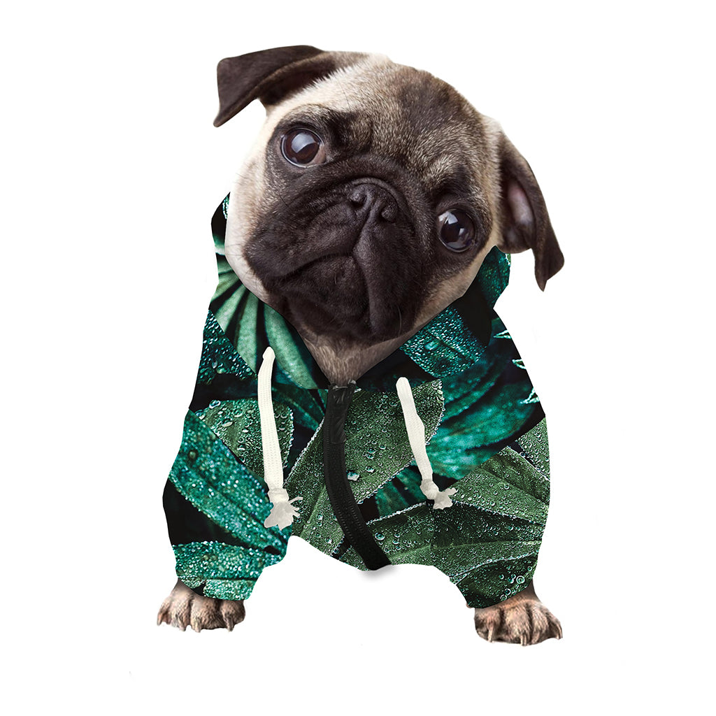 Fresh Tropical Leaf Print Dog Zip Up Hoodie