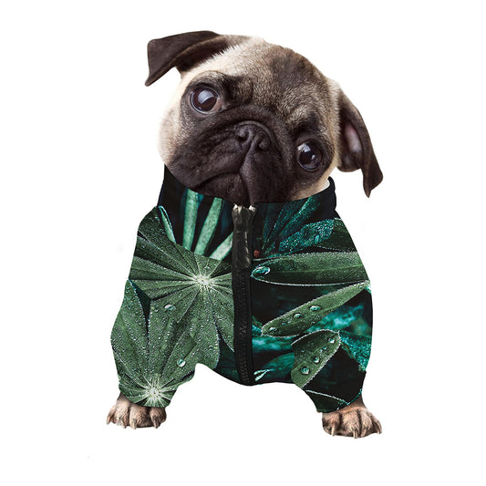 Fresh Tropical Leaf Print Dog Zip Up Jacket
