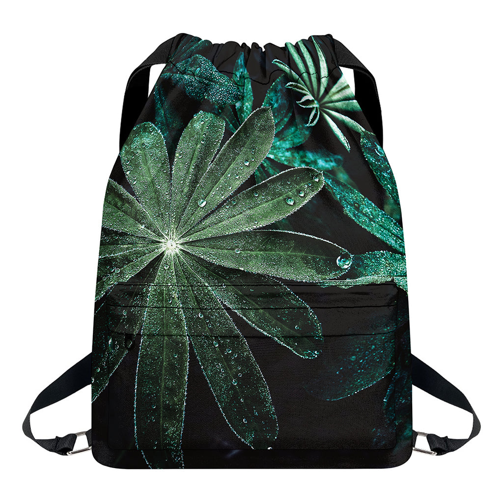 Fresh Tropical Leaf Print Drawstring Backpack