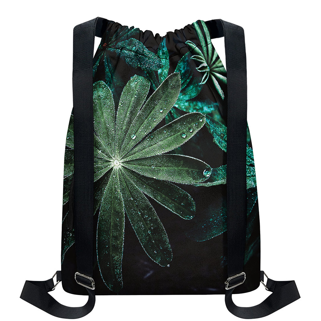 Fresh Tropical Leaf Print Drawstring Backpack