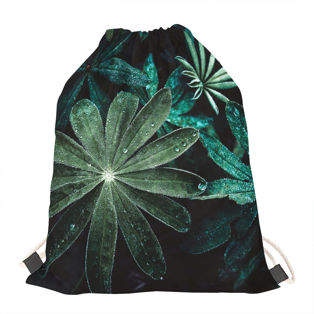 Fresh Tropical Leaf Print Drawstring Bag