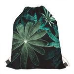 Fresh Tropical Leaf Print Drawstring Bag