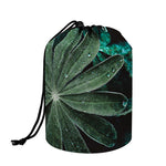 Fresh Tropical Leaf Print Drawstring Makeup Bag