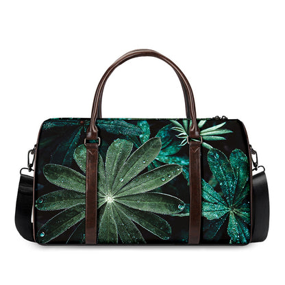 Fresh Tropical Leaf Print Duffle Bag