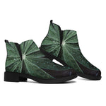 Fresh Tropical Leaf Print Flat Ankle Boots