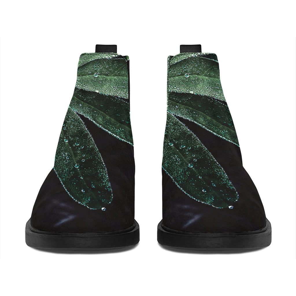 Fresh Tropical Leaf Print Flat Ankle Boots