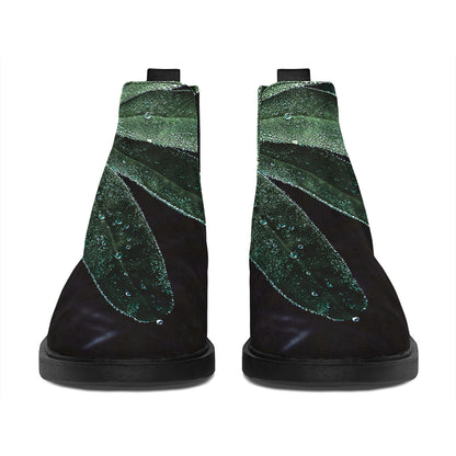 Fresh Tropical Leaf Print Flat Ankle Boots