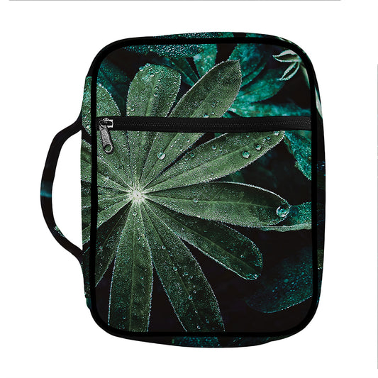 Fresh Tropical Leaf Print Front Pocket Bible Bag