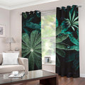 Fresh Tropical Leaf Print Grommet Curtains