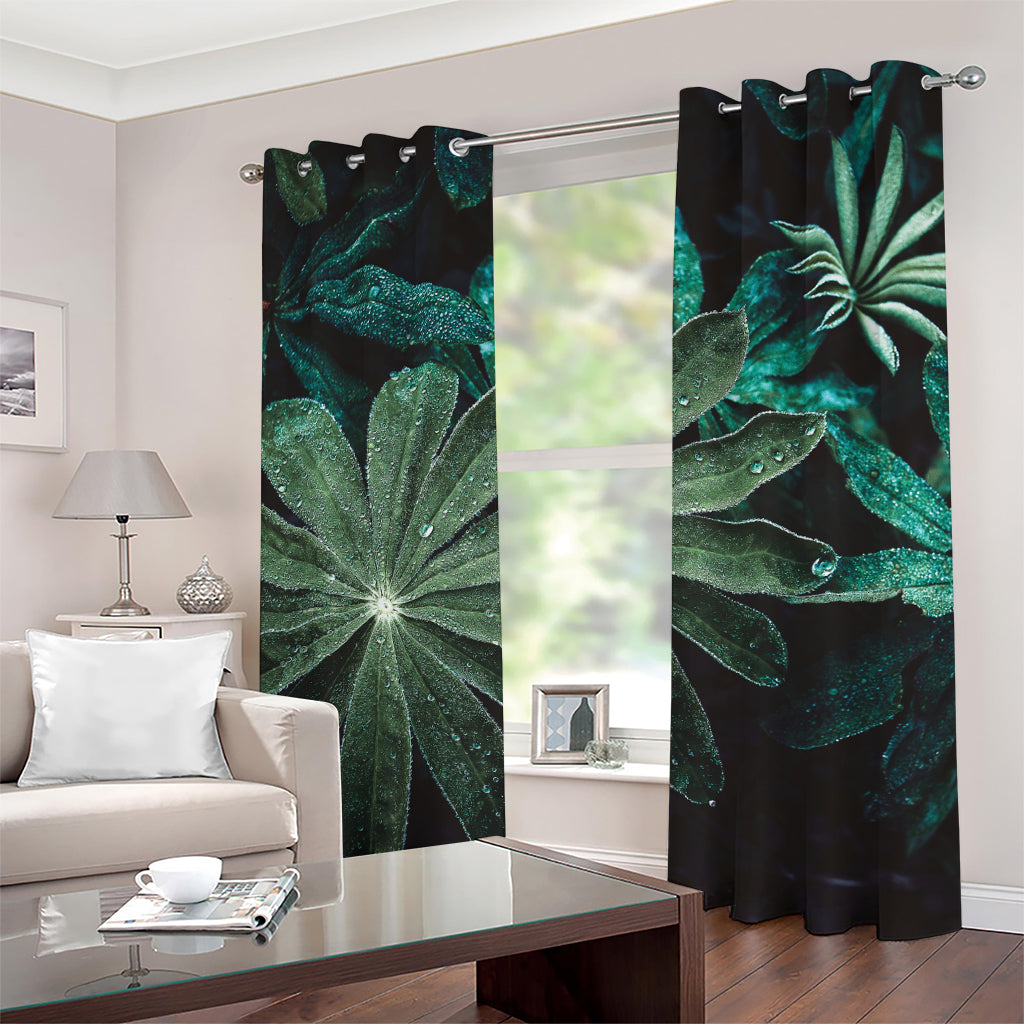 Fresh Tropical Leaf Print Grommet Curtains