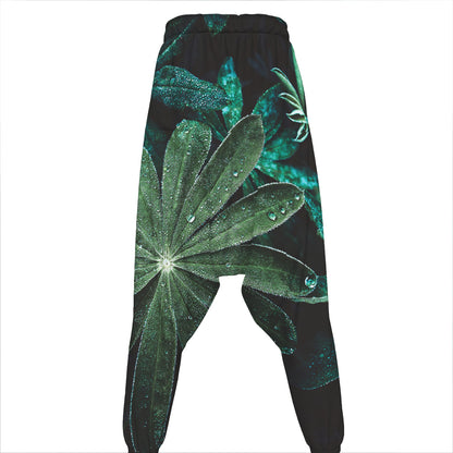 Fresh Tropical Leaf Print Hammer Pants