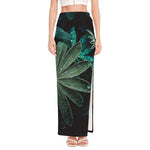 Fresh Tropical Leaf Print High Slit Maxi Skirt