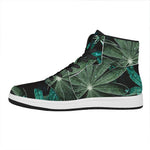Fresh Tropical Leaf Print High Top Leather Sneakers