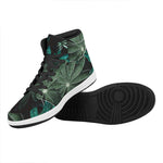 Fresh Tropical Leaf Print High Top Leather Sneakers