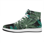 Fresh Tropical Leaf Print High Top Leather Sneakers