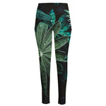 Fresh Tropical Leaf Print High-Waisted Pocket Leggings