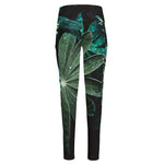 Fresh Tropical Leaf Print High-Waisted Pocket Leggings