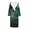Fresh Tropical Leaf Print Hooded Bathrobe