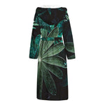 Fresh Tropical Leaf Print Hooded Bathrobe
