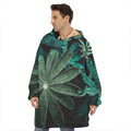 Fresh Tropical Leaf Print Hoodie Blanket