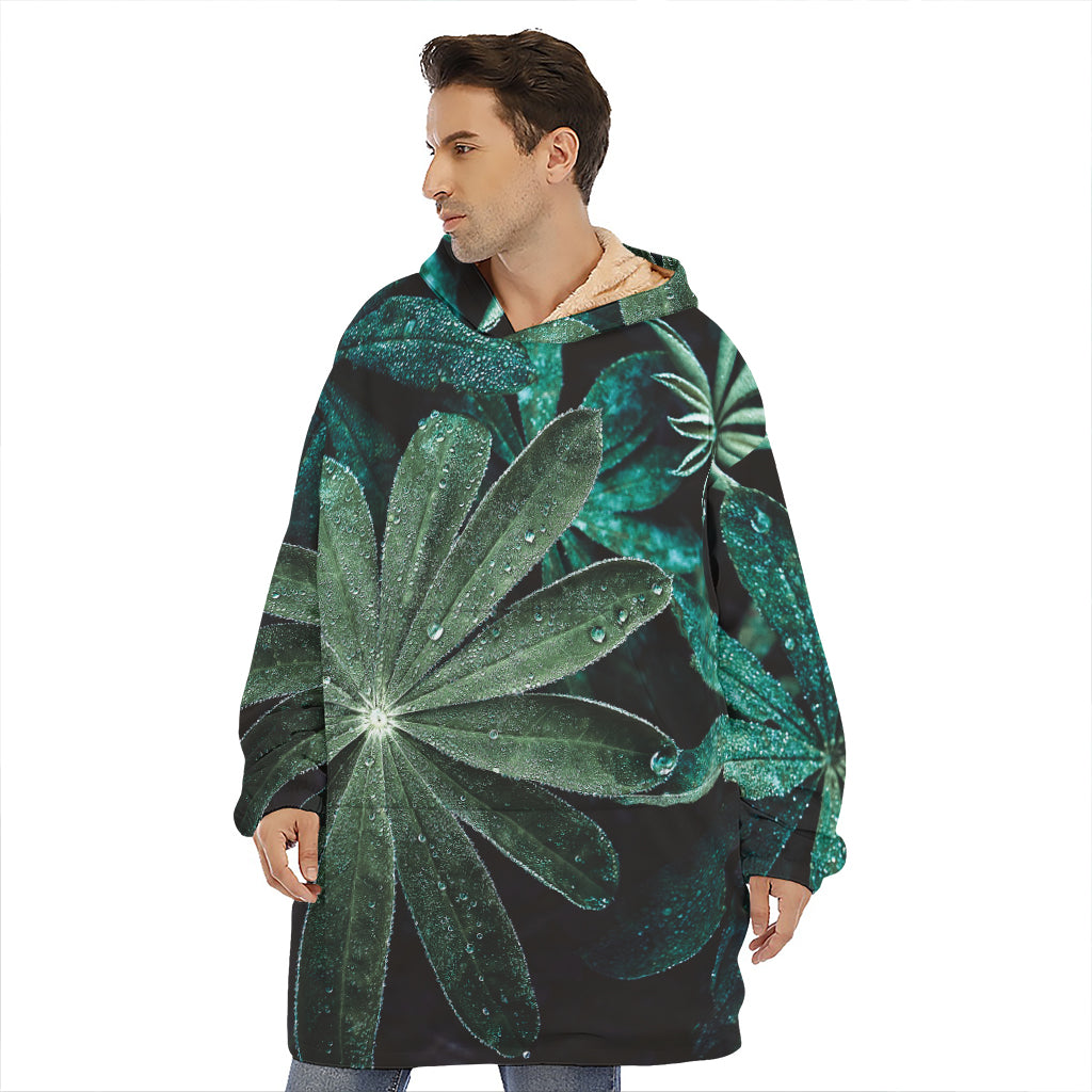 Fresh Tropical Leaf Print Hoodie Blanket