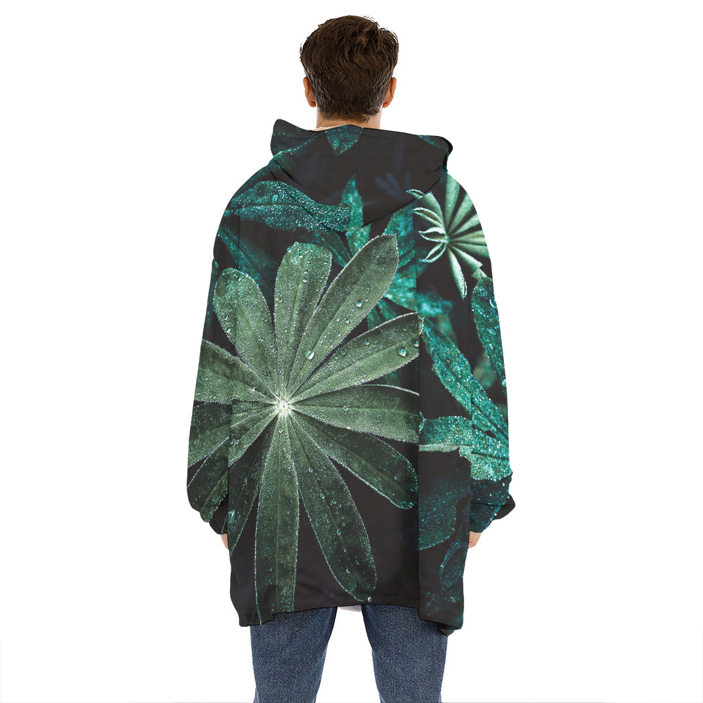 Fresh Tropical Leaf Print Hoodie Blanket