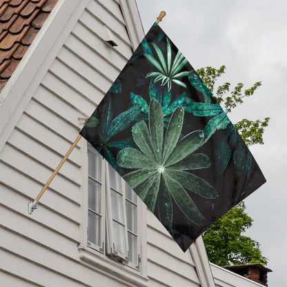 Fresh Tropical Leaf Print House Flag