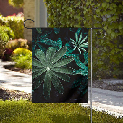 Fresh Tropical Leaf Print House Flag