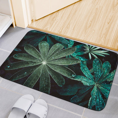 Fresh Tropical Leaf Print Indoor Door Mat