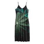 Fresh Tropical Leaf Print Jersey Midi Cami Dress