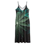Fresh Tropical Leaf Print Jersey Midi Cami Dress
