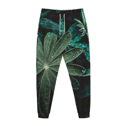 Fresh Tropical Leaf Print Jogger Pants