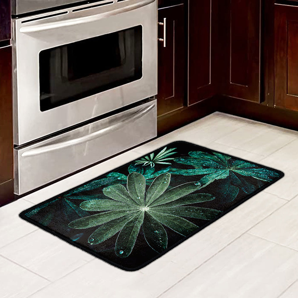 Fresh Tropical Leaf Print Kitchen Mat