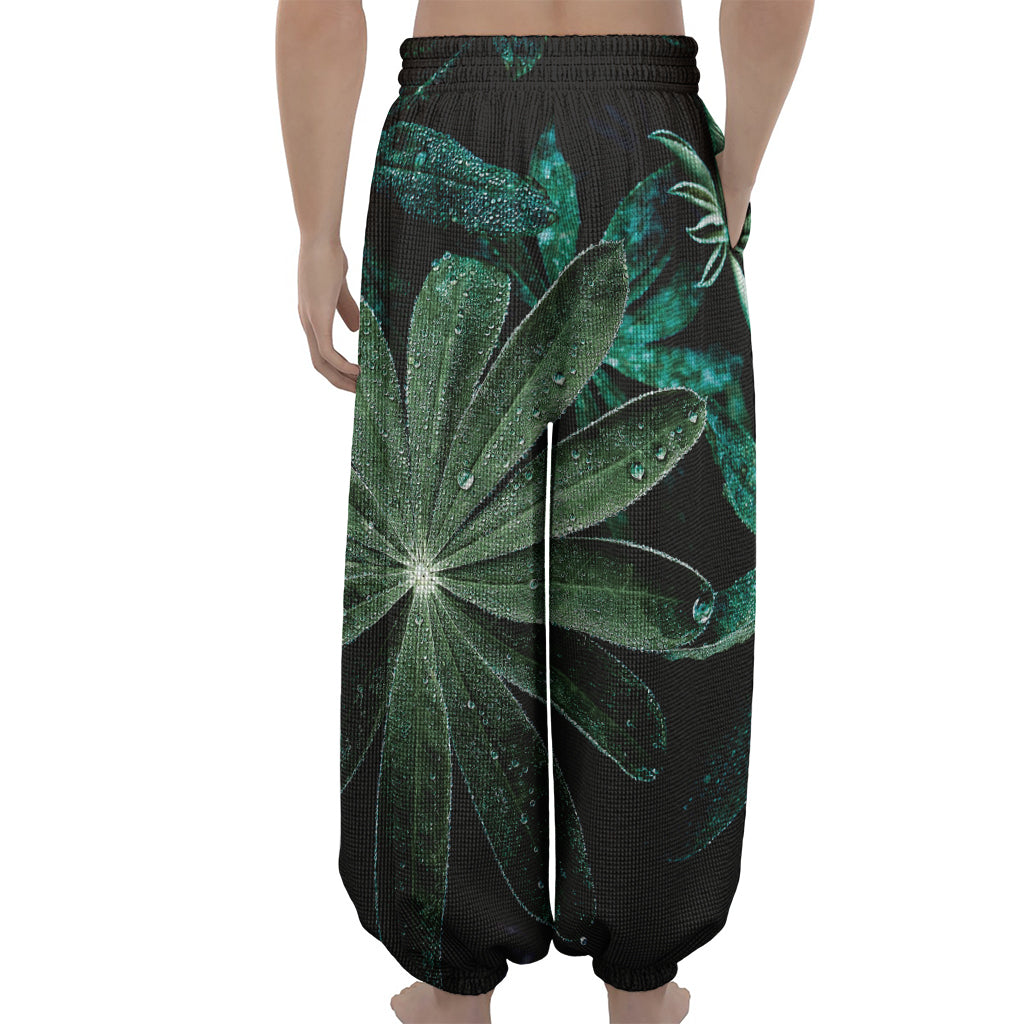 Fresh Tropical Leaf Print Lantern Pants