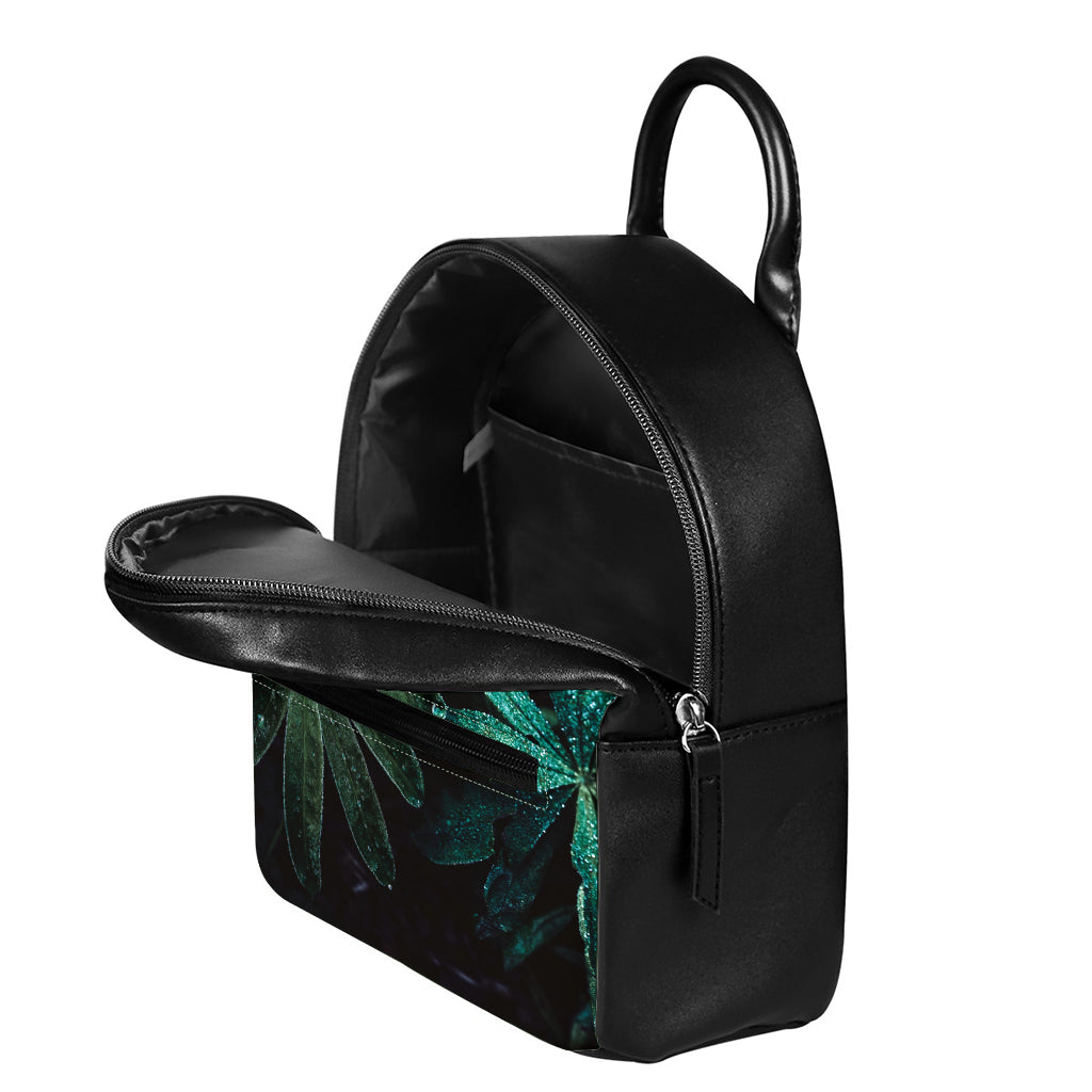 Fresh Tropical Leaf Print Leather Backpack