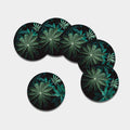 Fresh Tropical Leaf Print Leather Coaster Set