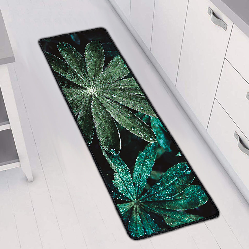 Fresh Tropical Leaf Print Long Kitchen Mat