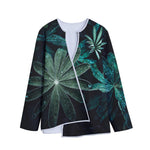 Fresh Tropical Leaf Print Long Sleeve Short Coat