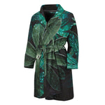 Fresh Tropical Leaf Print Men's Bathrobe