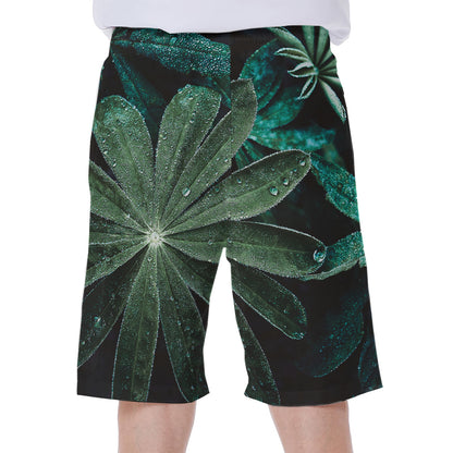 Fresh Tropical Leaf Print Men's Beach Shorts