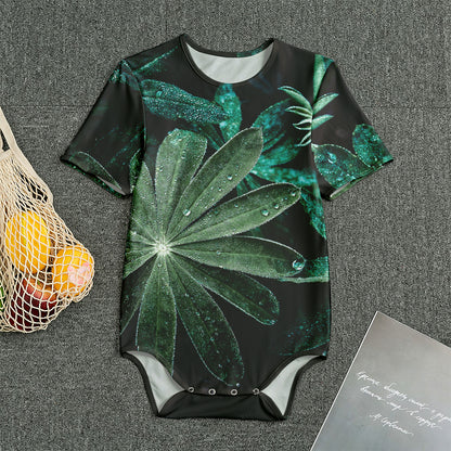 Fresh Tropical Leaf Print Men's Bodysuit