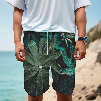 Fresh Tropical Leaf Print Men's Cargo Shorts