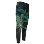 Fresh Tropical Leaf Print Men's Compression Pants