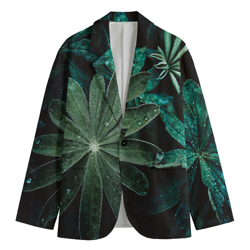 Fresh Tropical Leaf Print Men's Cotton Blazer