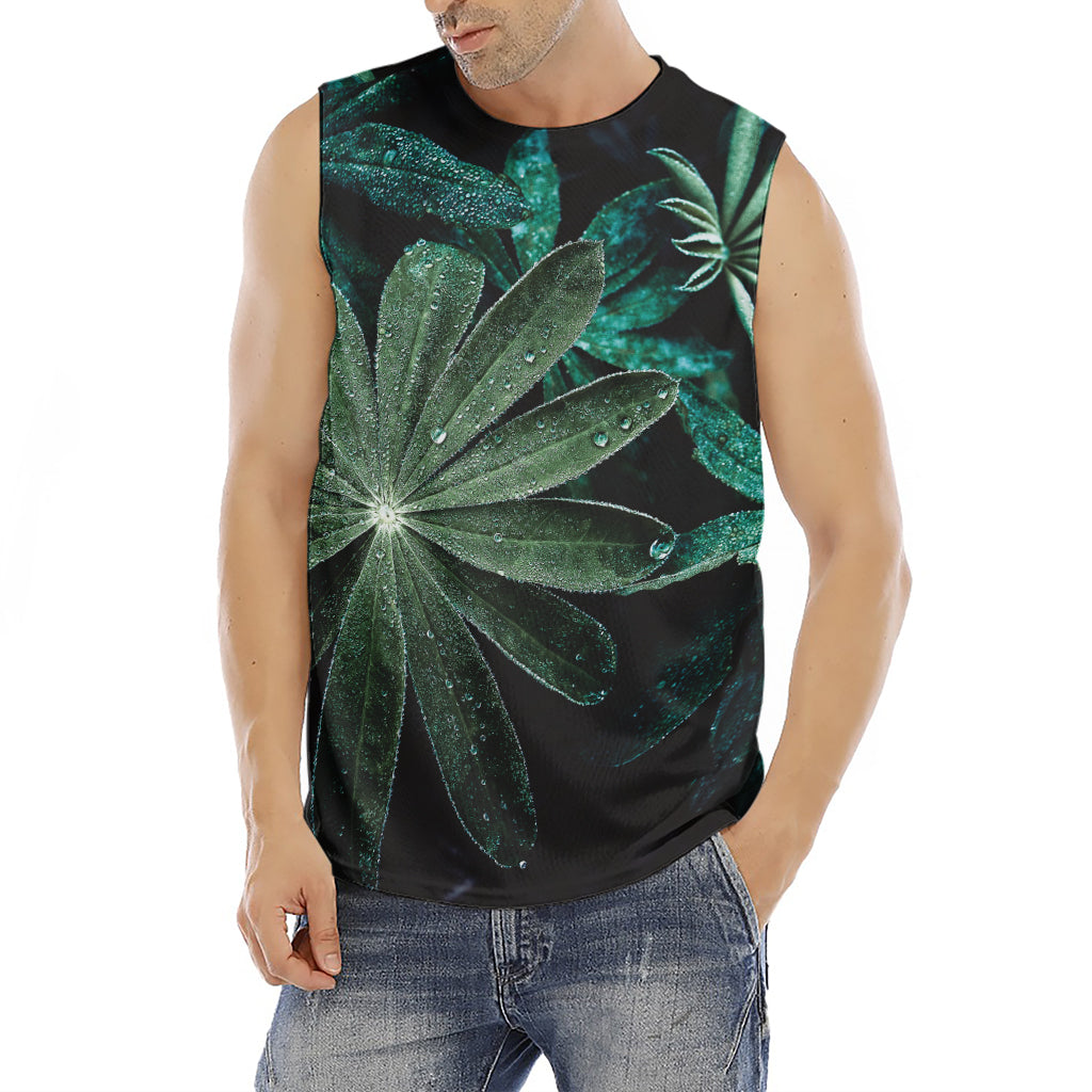Fresh Tropical Leaf Print Men's Fitness Tank Top