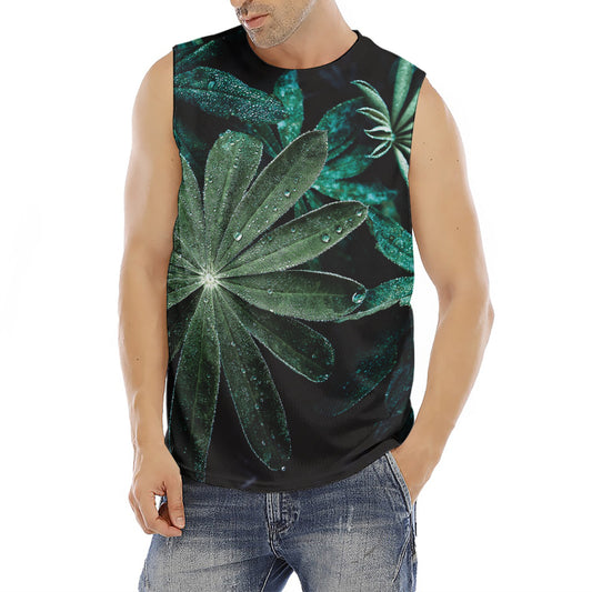 Fresh Tropical Leaf Print Men's Fitness Tank Top