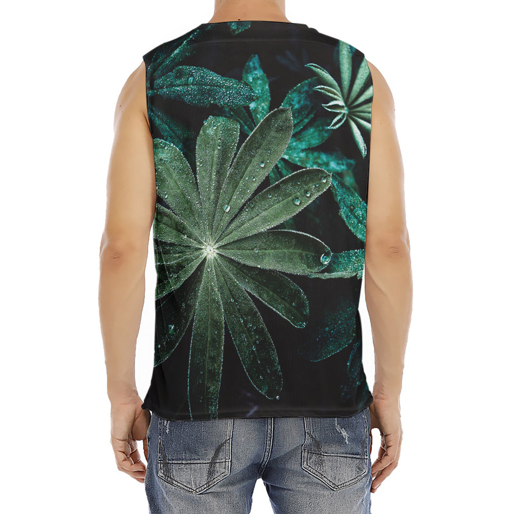 Fresh Tropical Leaf Print Men's Fitness Tank Top
