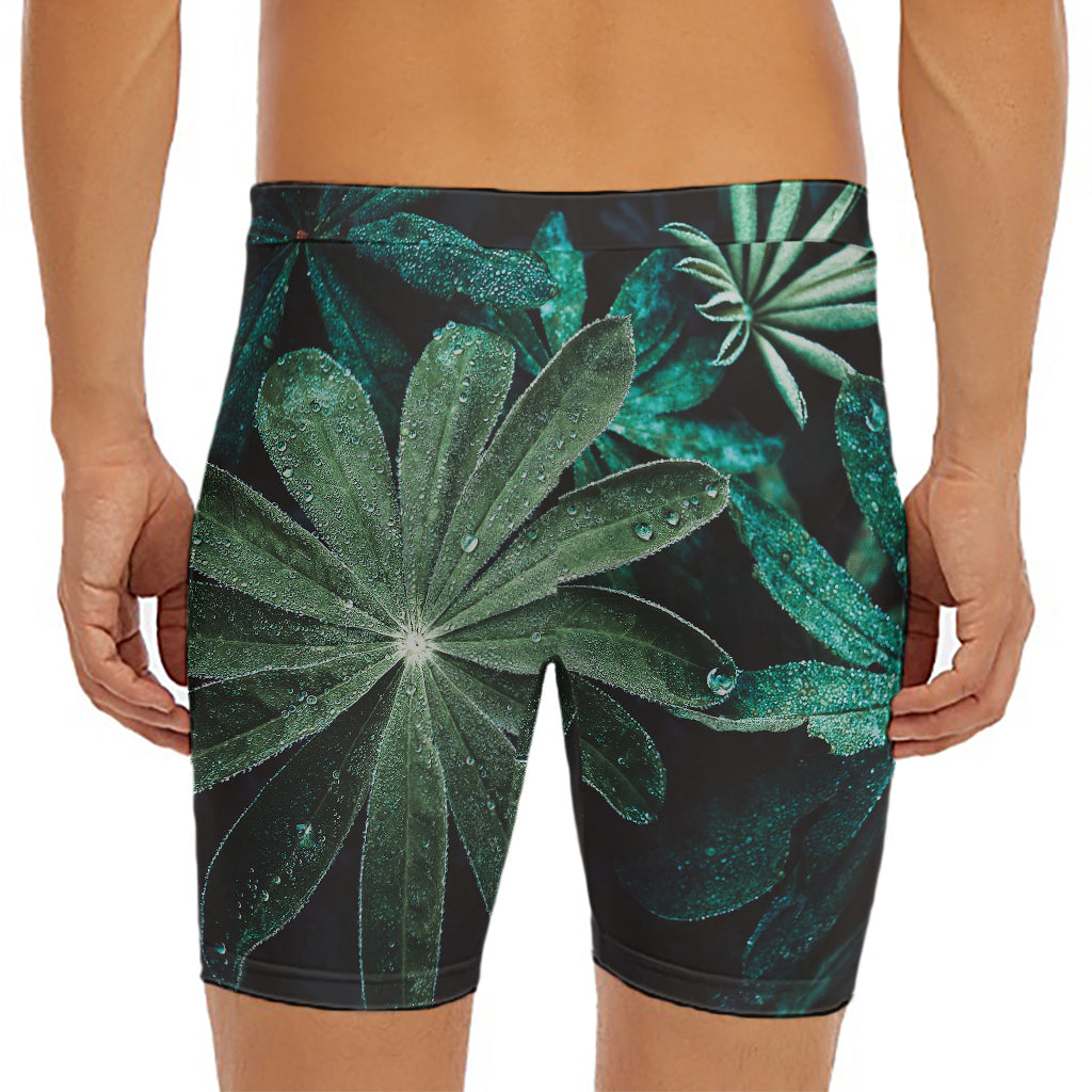 Fresh Tropical Leaf Print Men's Long Boxer Briefs
